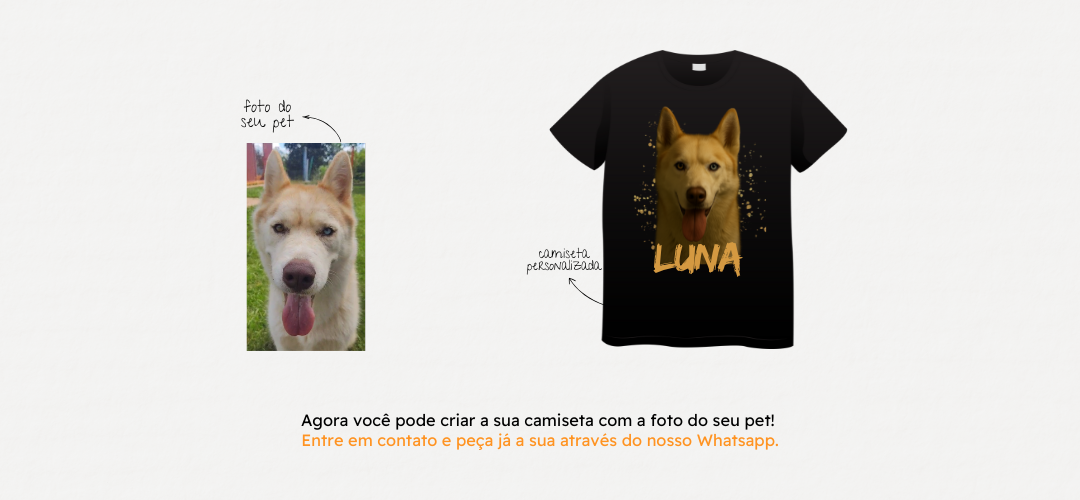 Camiseta personalizada com foto de pet